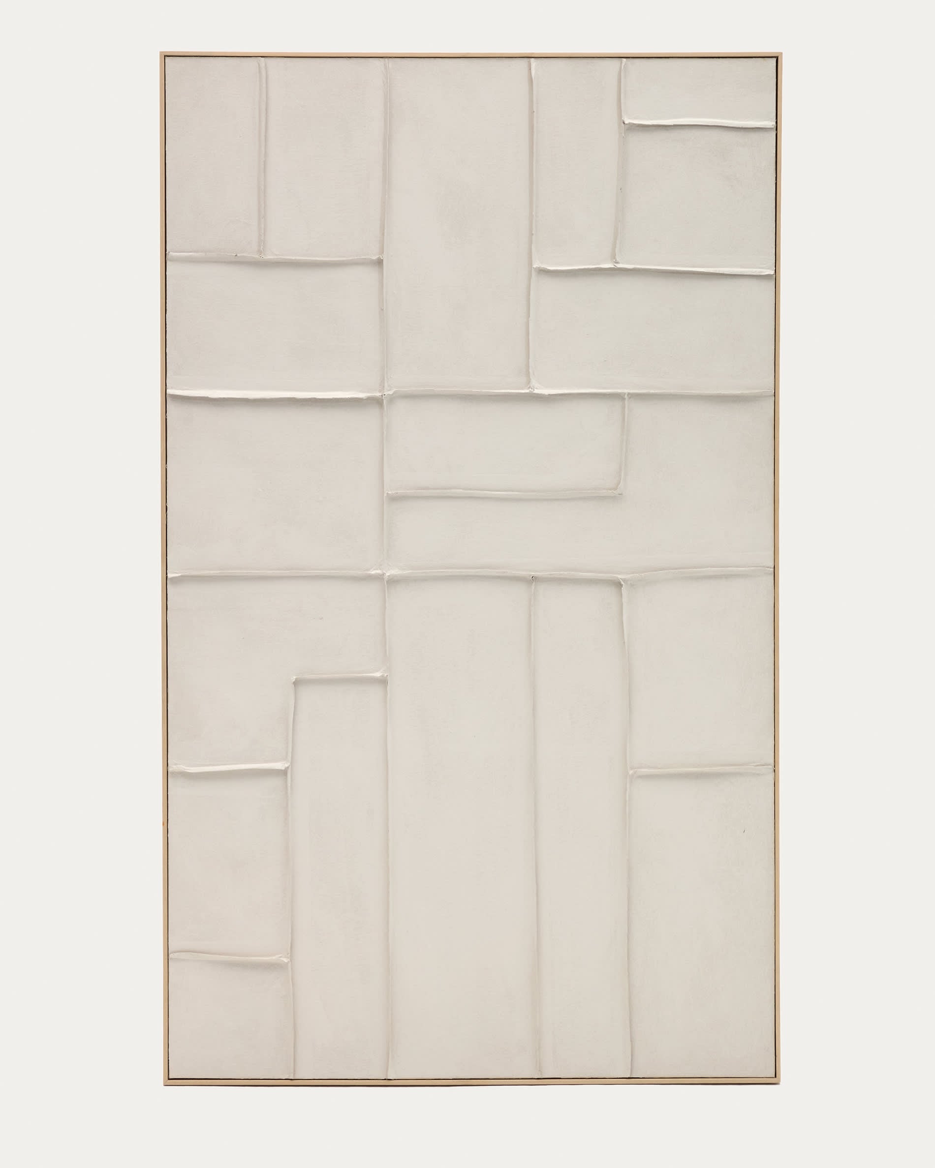 Leinwand Klis von Kave Home, 120x200 cm, mit geometrischen Formen in Weiß. Stilvolles Design für moderne Wohnräume.