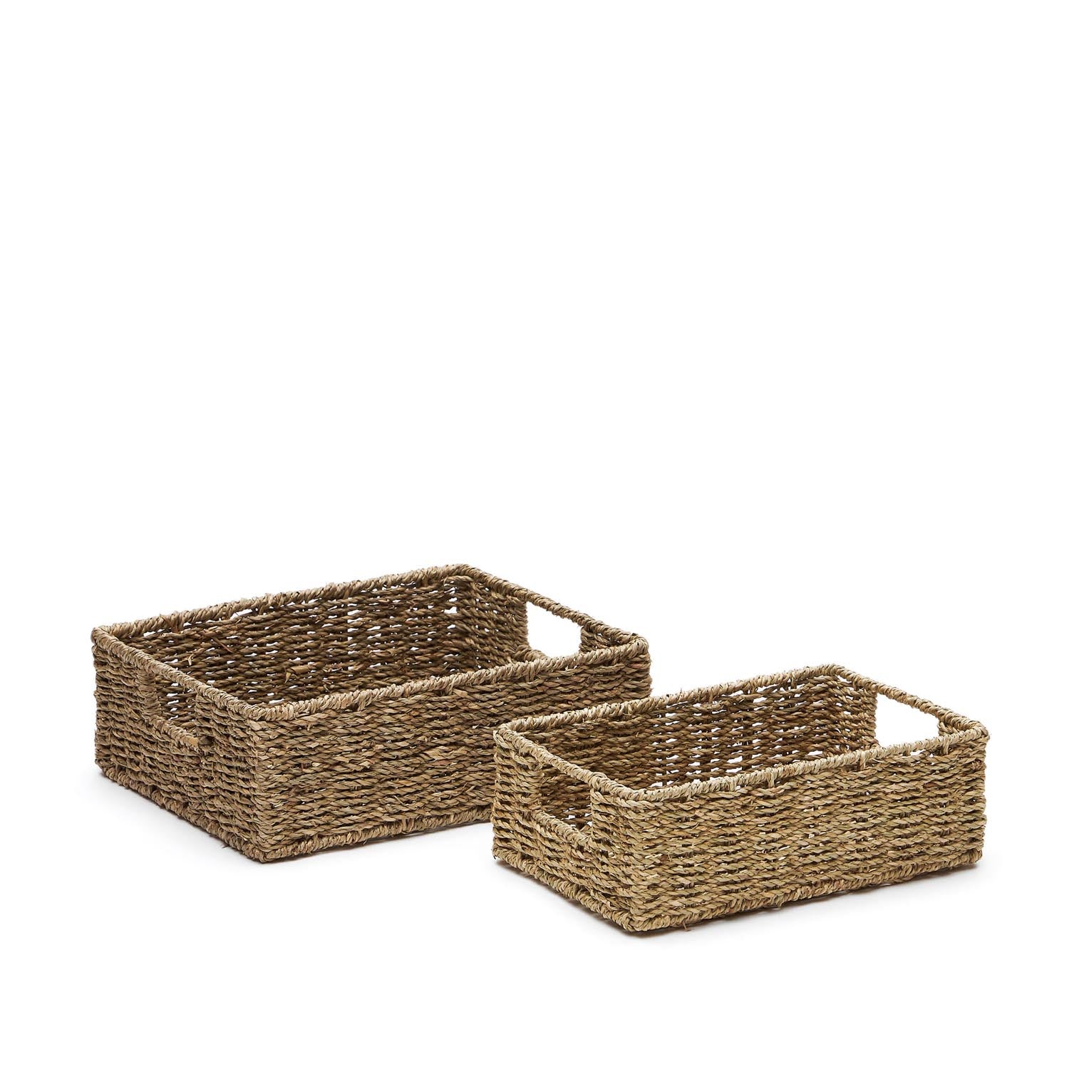 Tossa Set aus 2 Kisten aus Naturfasern 28 x 20 cm / 32 x 27 cm in Natur präsentiert im Onlineshop von KAQTU Design AG. Aufbewahrungskorb ist von Kave Home