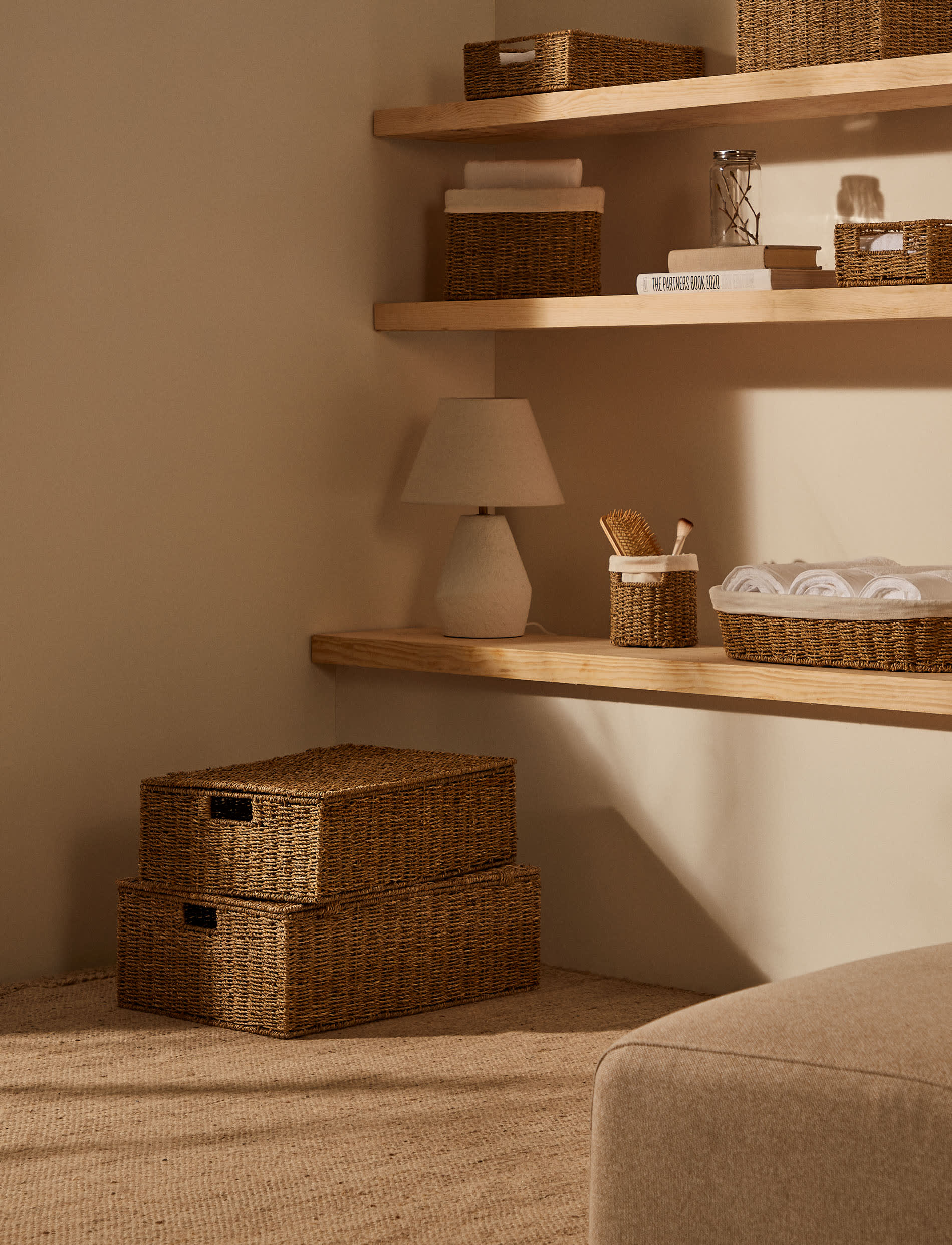 Tossa Set aus 2 Kisten mit Deckel aus Naturfasern 55 x 36 cm / 60 x 40 cm