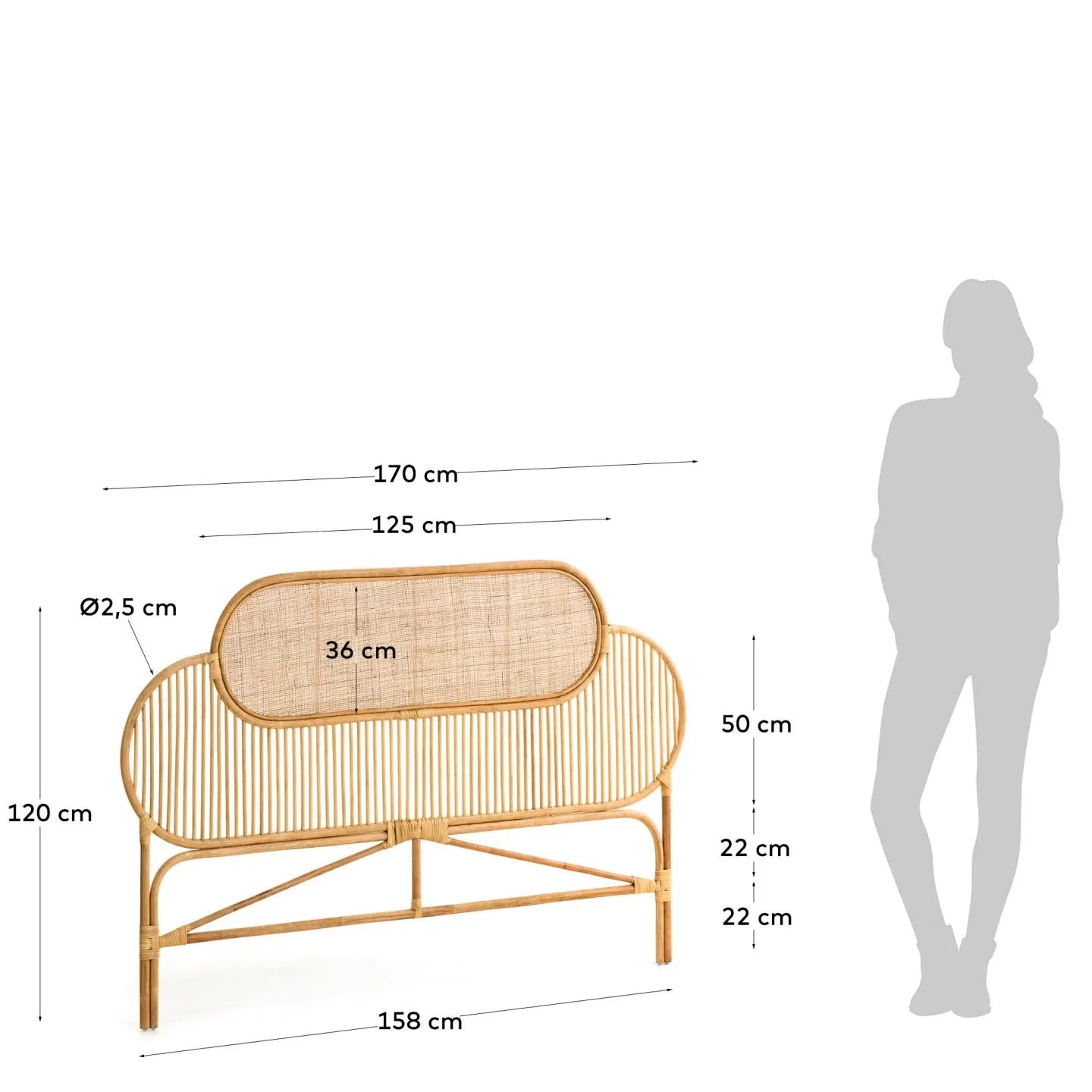 Elegantes Rattan-Kopfteil für 160 cm Betten, handgefertigt, nachhaltig und stilvoll, verleiht Ihrem Schlafzimmer Wärme.