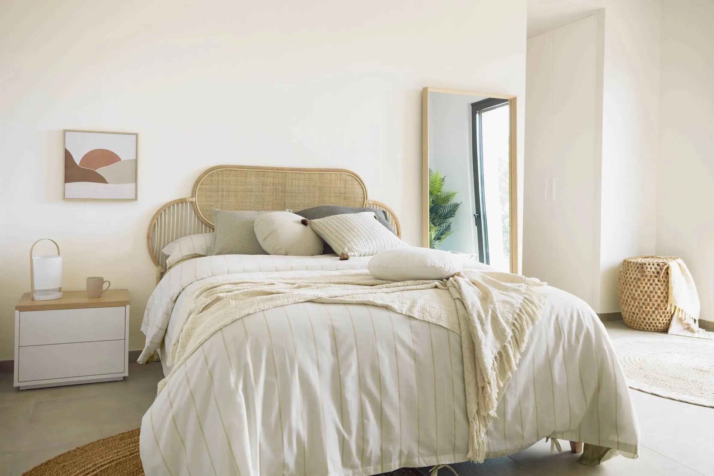 Lalita Rattan-Bettkopfteil, natürliches Finish, passend für 160 cm Betten, von Kave Home, elegant und umweltfreundlich.