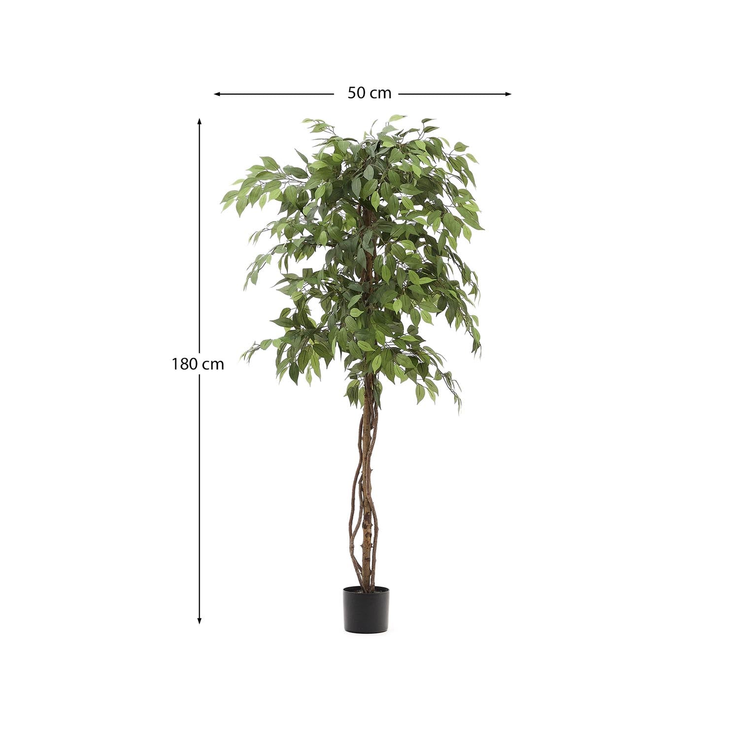 Kunstbaum Ficus mit schwarzem Topf 180 cm in Grün, Braun präsentiert im Onlineshop von KAQTU Design AG. Kunstpflanze ist von Kave Home