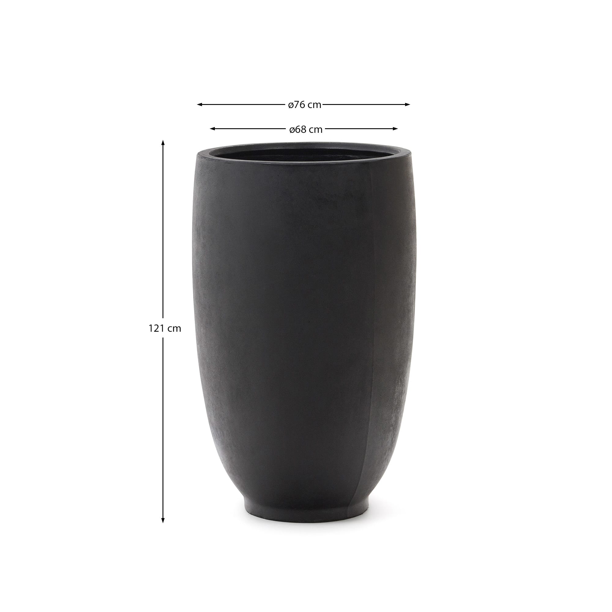 Moderner Aiguablava Blumentopf aus schwarzem Zement, Ø 75 cm, von Kave Home. Ideal für stilvolle und zeitgemäße Pflanzendekoration.