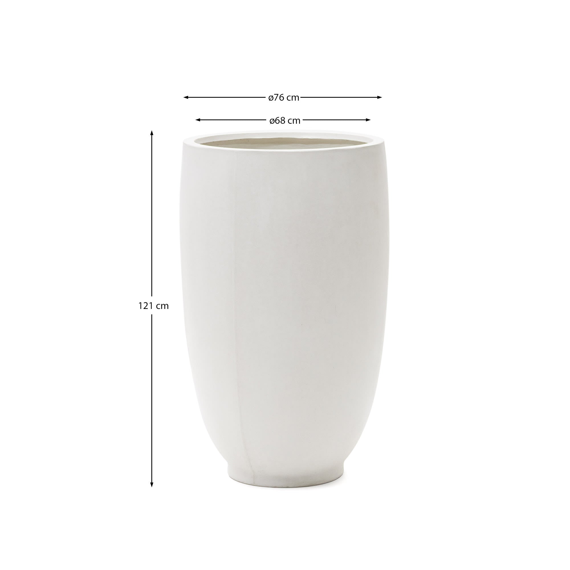 Moderner Aiguablava Blumentopf aus weißem Zement, Ø 75 cm, von Kave Home – ideal für stilvolle und zeitgemäße Pflanzendekoration.