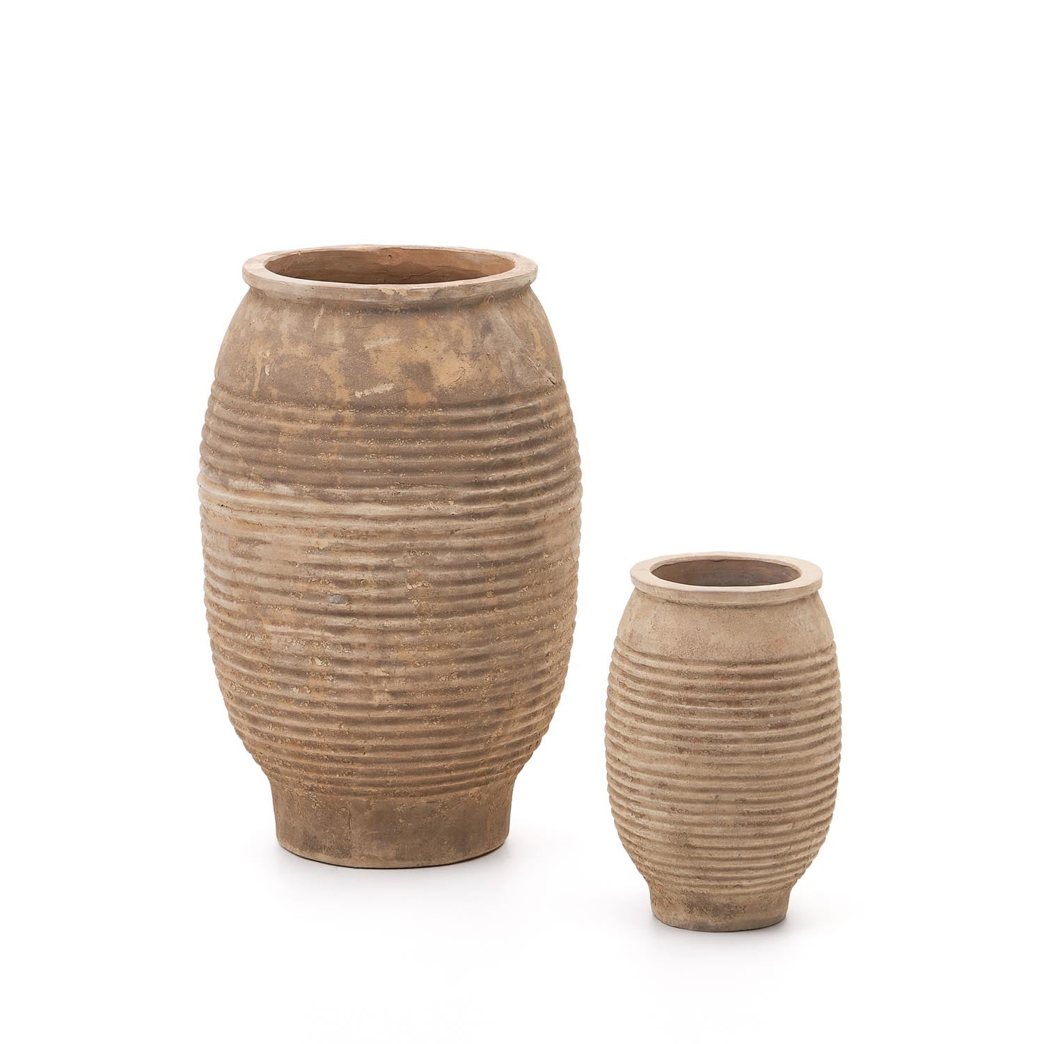 Llonga 2er Set Blumentöpfe aus Terrakotta mit naturfarbenem Finish Ø 54 / 32 cm
