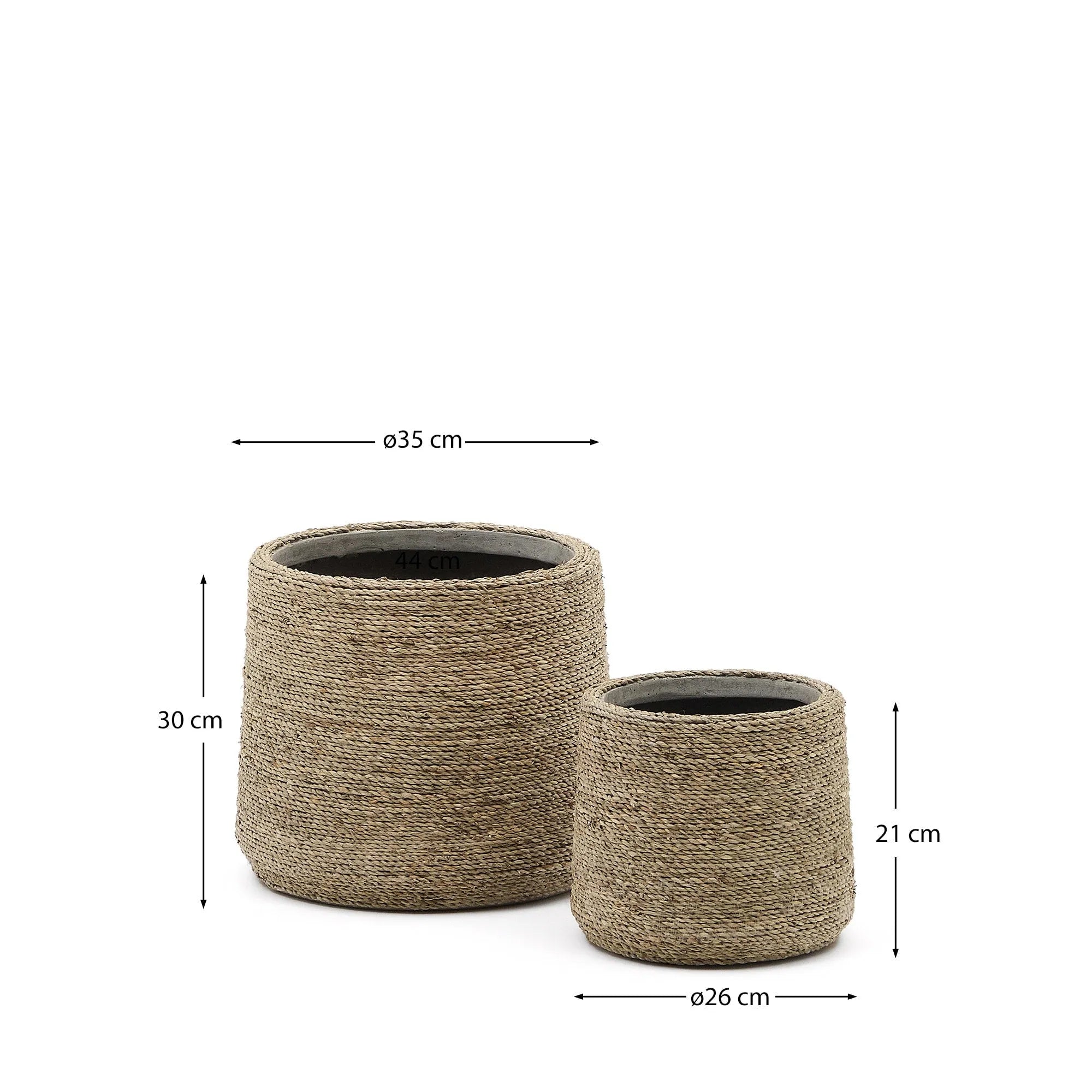 Set Sigal: Stilvolle Zement-Pflanzgefäße mit natürlicher Optik, ideal für moderne Wohnräume und Gartenbereiche.