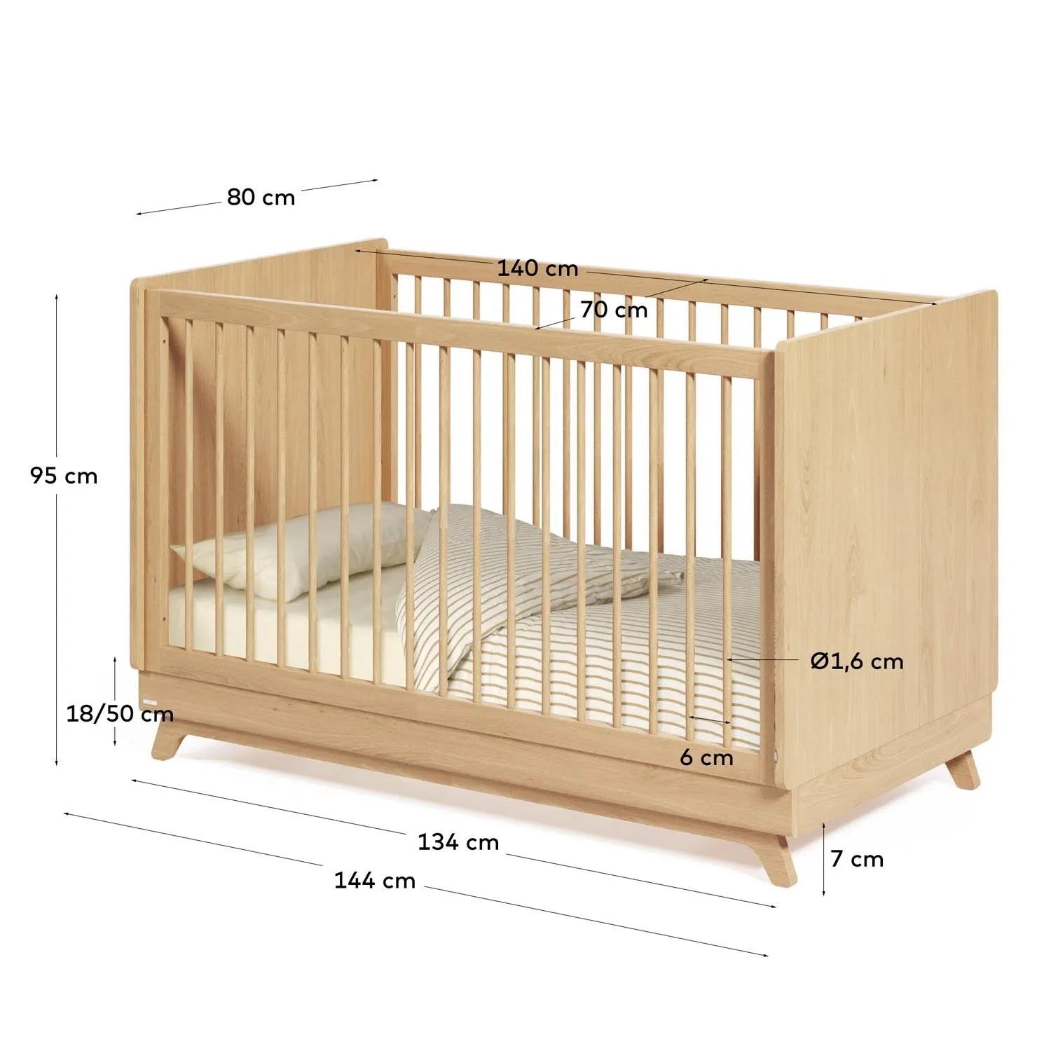 Das Maralis Gitterbett 70x140 cm aus Buchenholz vereint Funktionalität und Design, ideal für die Bedürfnisse Ihres Kindes.