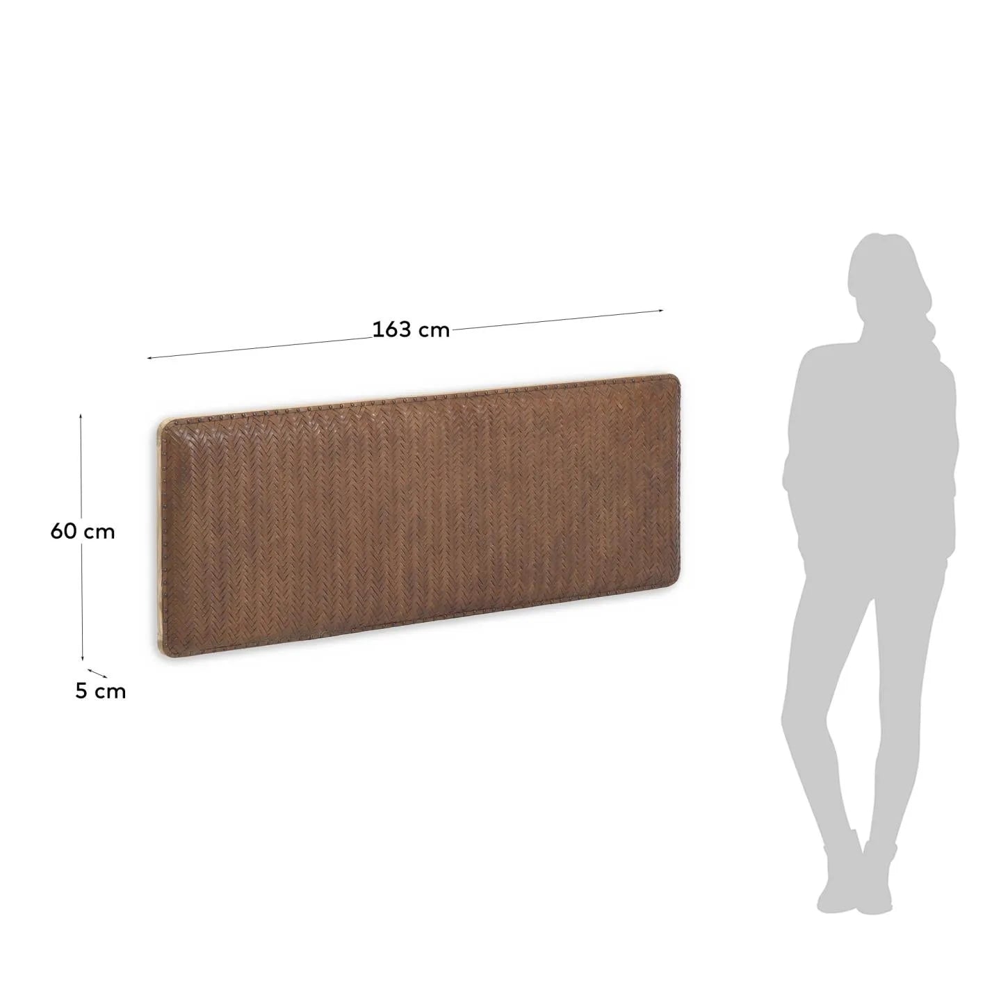 Elegantes Natesa Kopfteil aus massivem Teakholz und Leder, passend für 160 cm Betten, von Kave Home, stilvoll und langlebig.