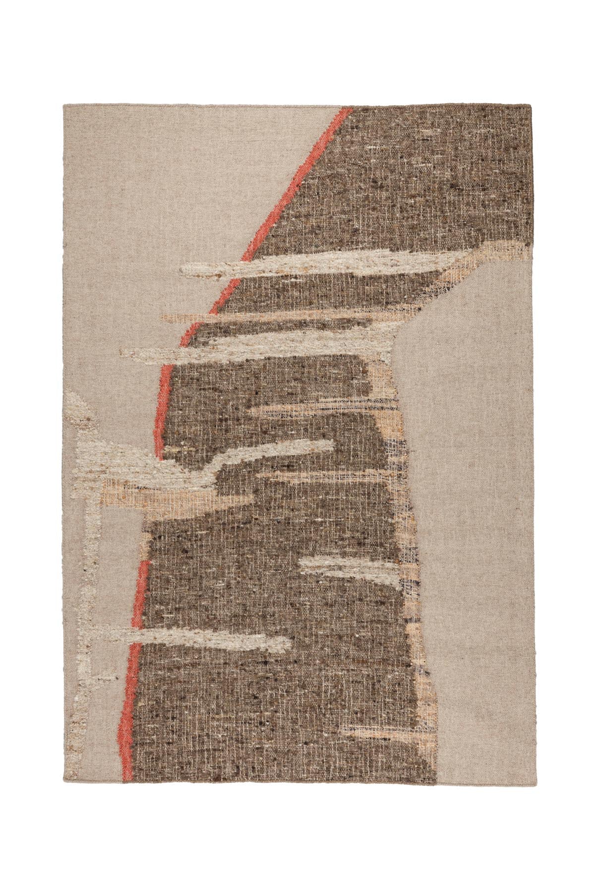 Handgewebter Teppich Briton aus Wolle, Jute und Baumwolle in neutralem Farbton