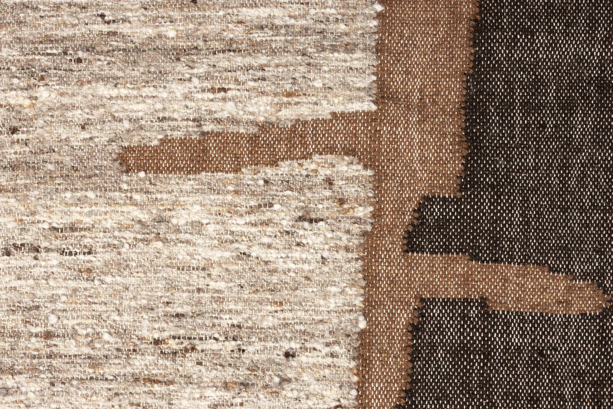 Handgewebter Teppich Briton aus Wolle, Jute und Baumwolle in neutralem Farbton