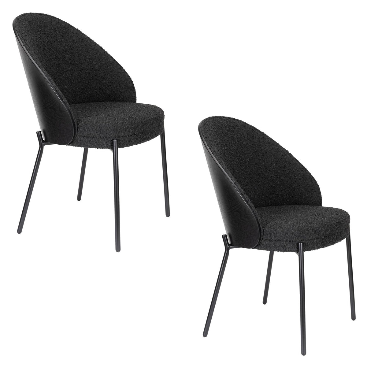 Stuhl Rodin Bouclé in Schwarz präsentiert im Onlineshop von KAQTU Design AG. Stuhl ist von Dutchbone