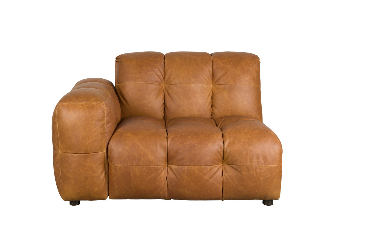 Sofa Element Hackman mit Arm links in Cognac präsentiert im Onlineshop von KAQTU Design AG. Modulares Sofa ist von Dutchbone