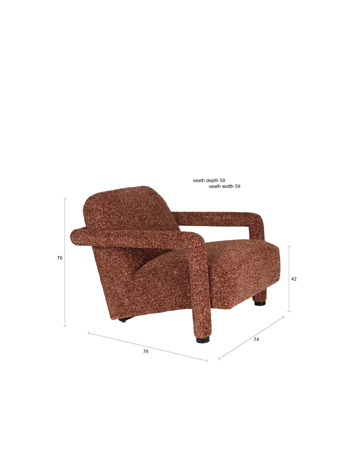 Sessel Kent Bordeaux Red in Rot präsentiert im Onlineshop von KAQTU Design AG. Sessel ist von Dutchbone