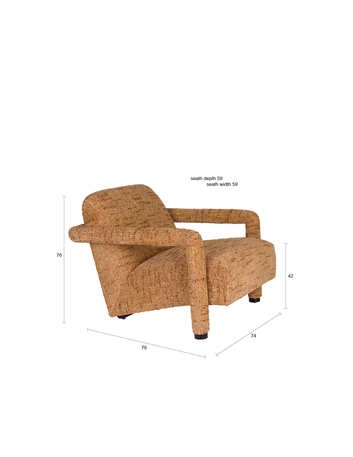 Sessel Kent Ochre in Gelb präsentiert im Onlineshop von KAQTU Design AG. Sessel ist von Dutchbone