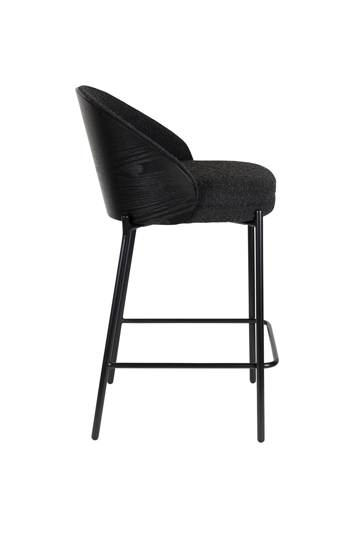 Barstuhl Rodin Bouclé Black in Schwarz präsentiert im Onlineshop von KAQTU Design AG. Barstuhl ist von Dutchbone