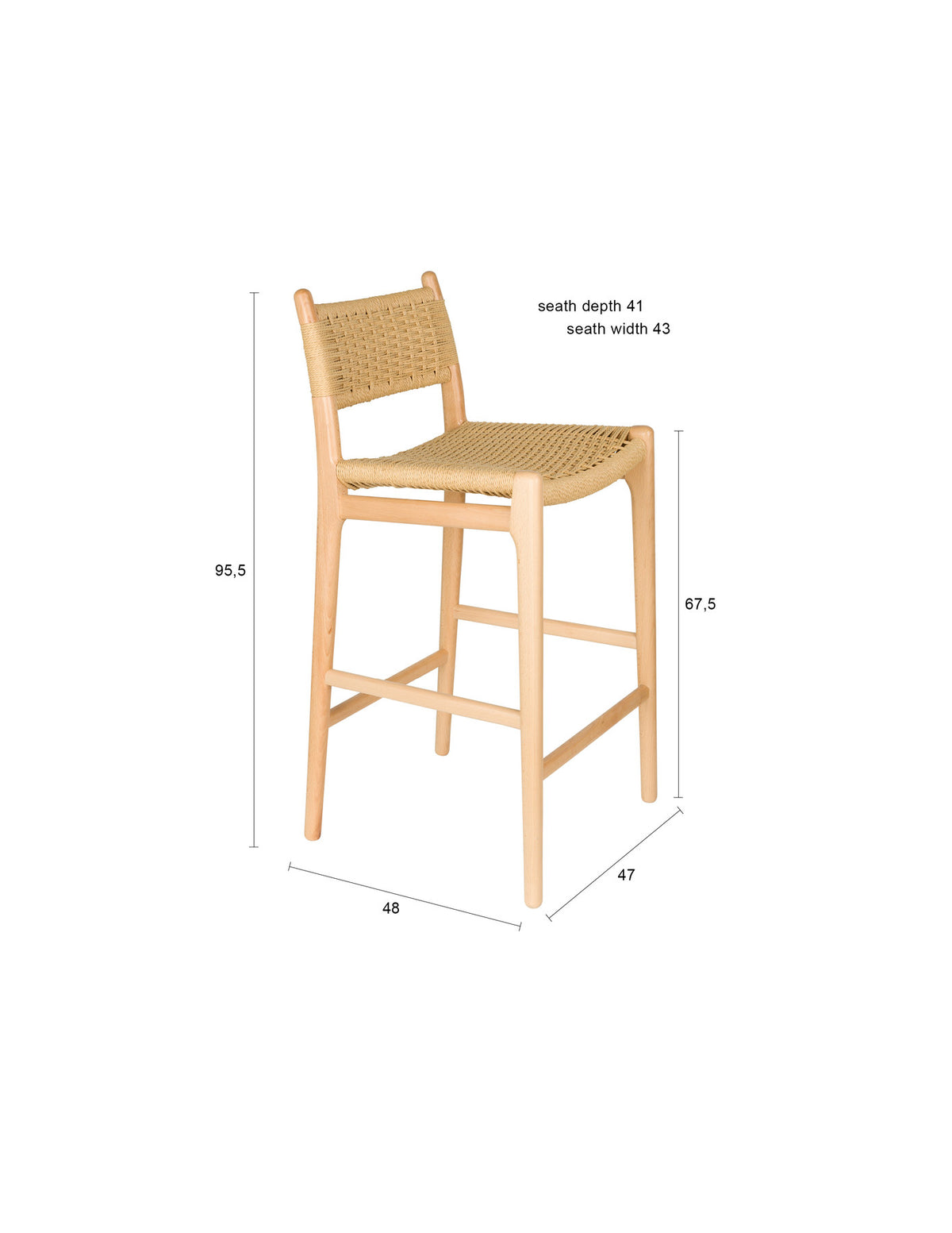 Barstuhl Cecile in Natural präsentiert im Onlineshop von KAQTU Design AG. Barstuhl ist von Dutchbone