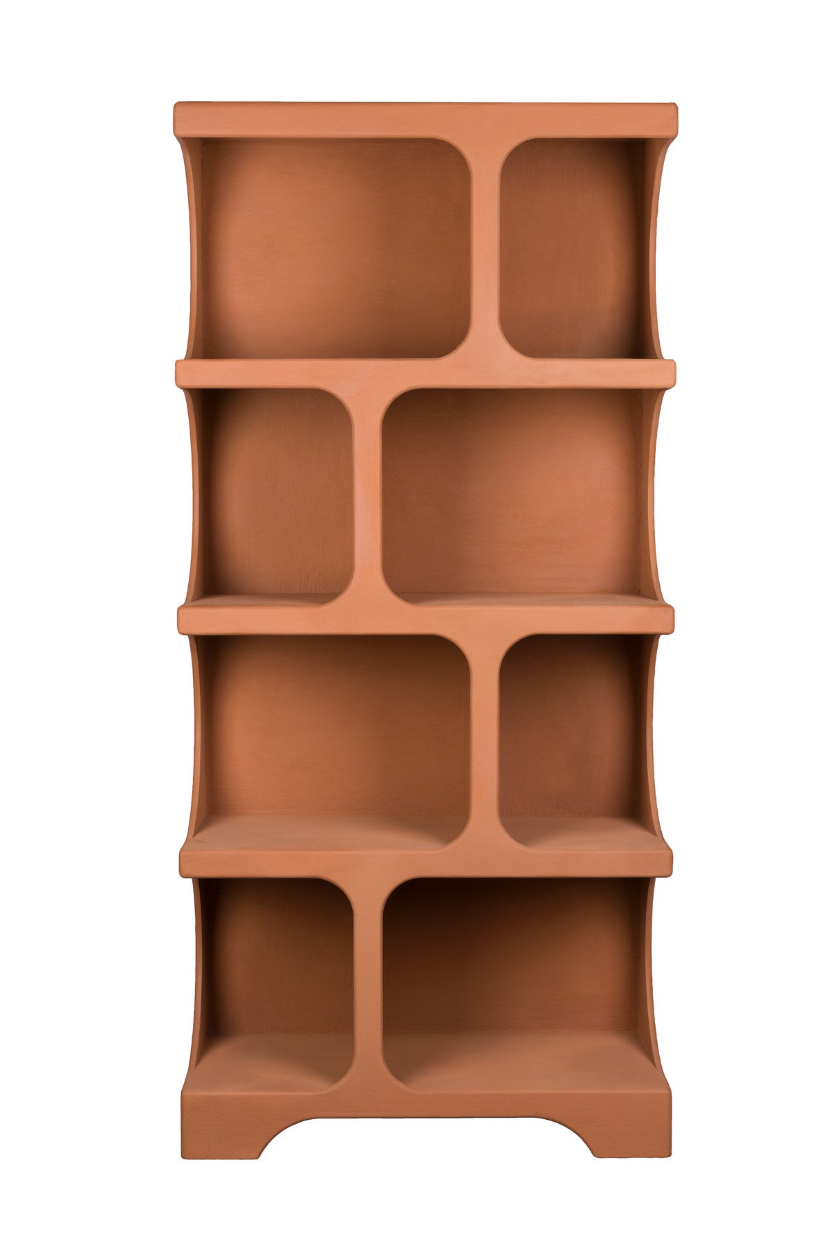 Bücherregal Dundee in Terracotta aus mattem Holz mit ungleichmässigen Fächern