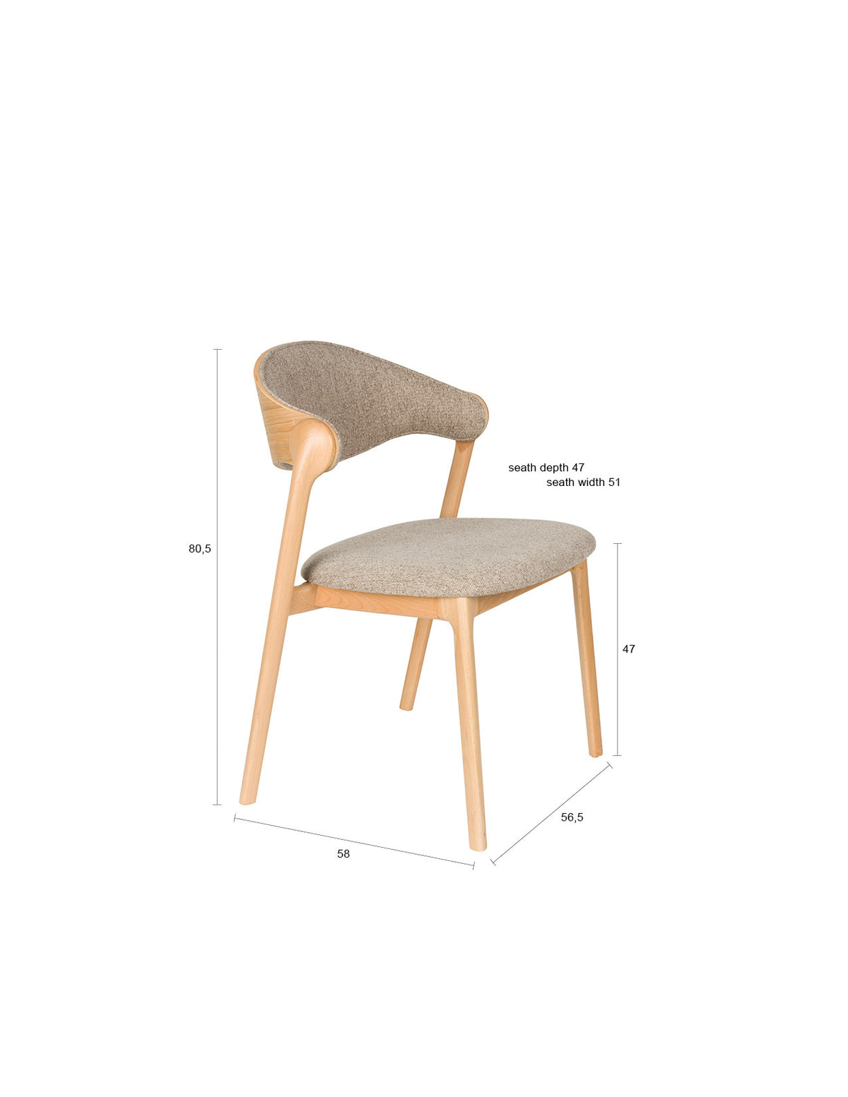Stuhl Babington in Beige präsentiert im Onlineshop von KAQTU Design AG. Stuhl ist von Dutchbone