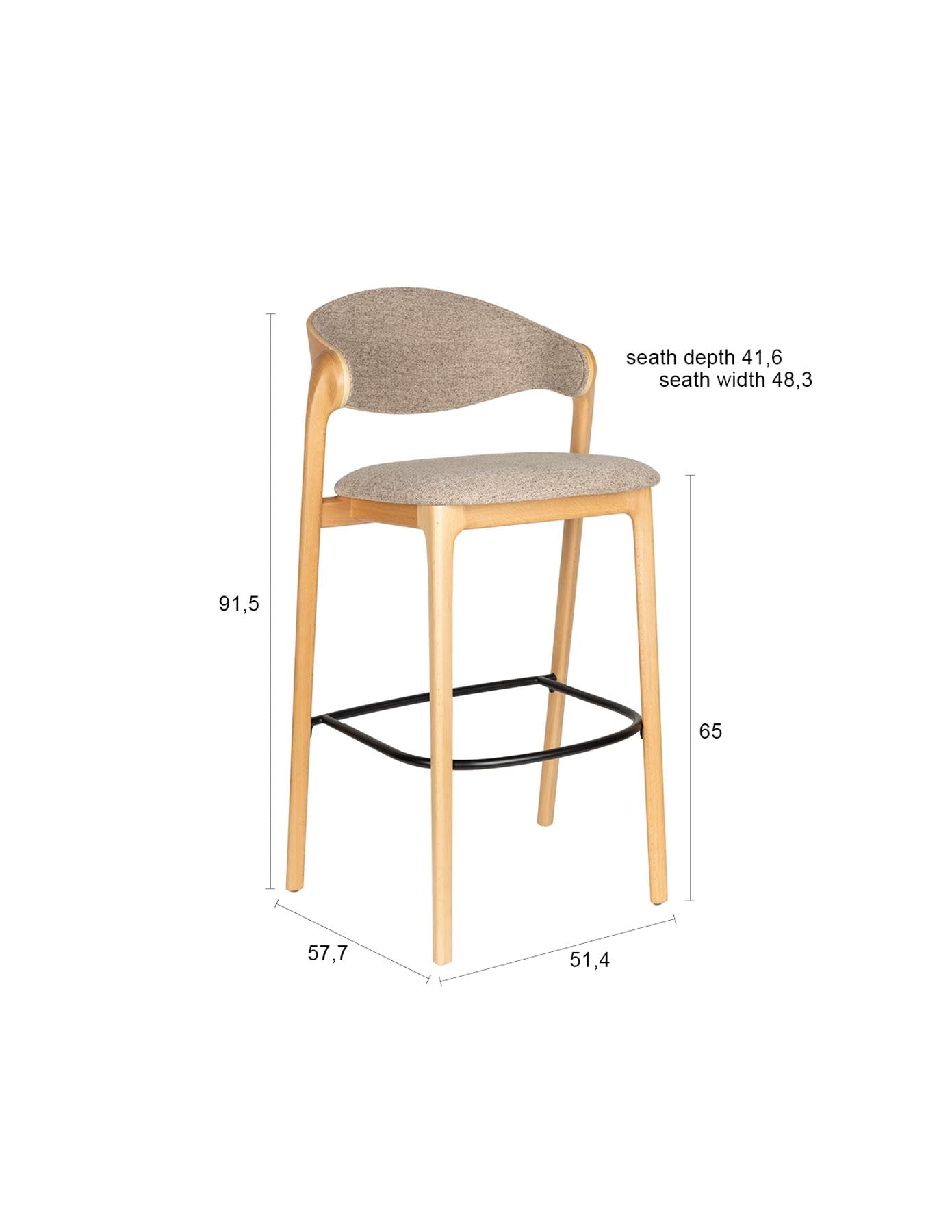 Barhocker Babington in Beige präsentiert im Onlineshop von KAQTU Design AG. Barhocker ist von Dutchbone