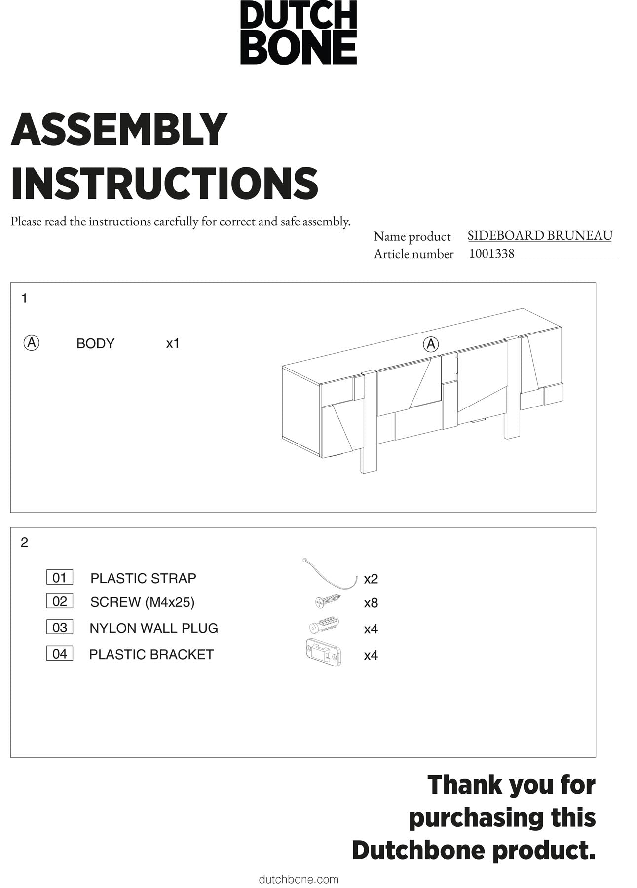 Sideboard Bruneau in Brown präsentiert im Onlineshop von KAQTU Design AG. Sideboard ist von Dutchbone