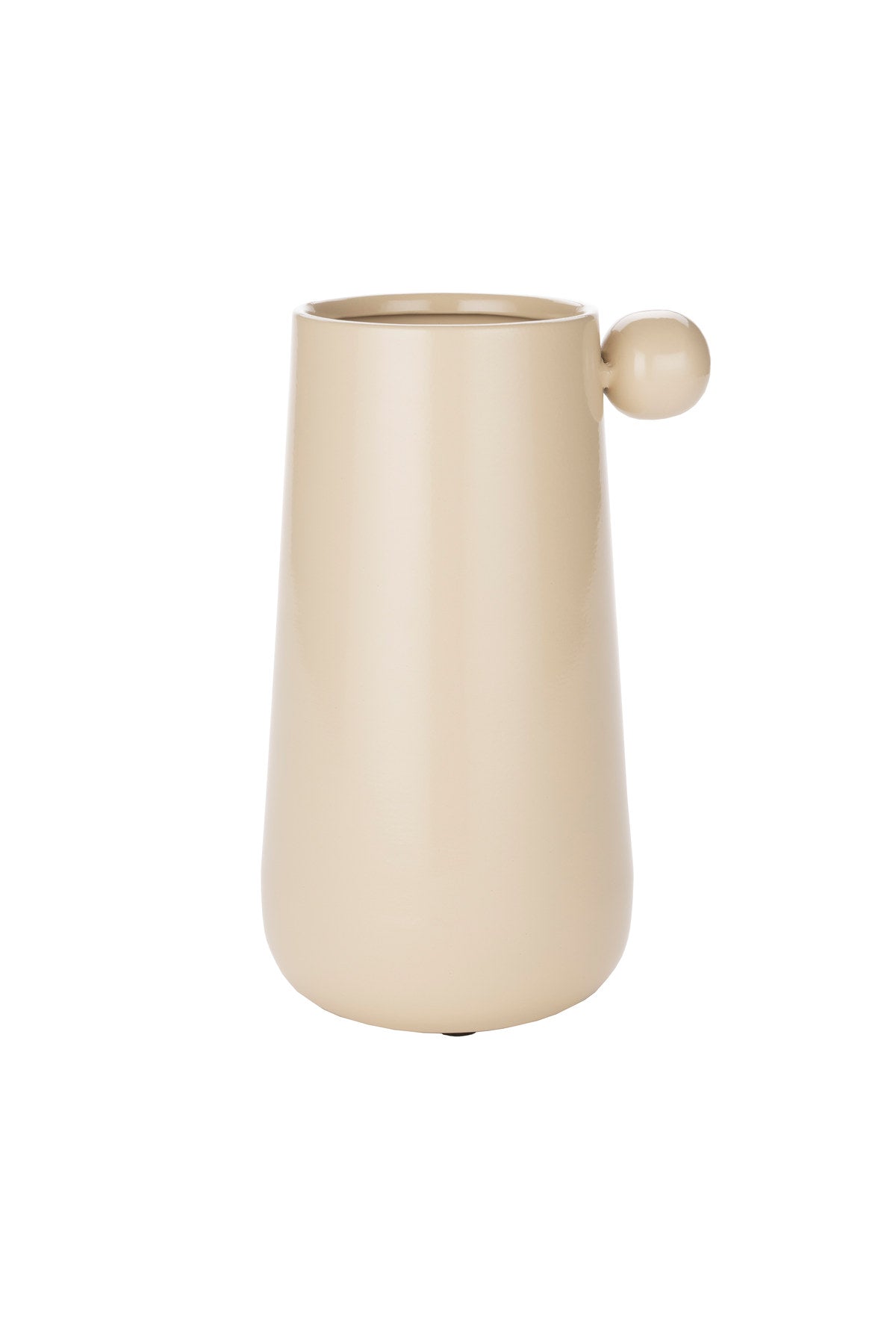 Metallvase Dot von Dutchbone mit glänzender Oberfläche, runder Form und kleiner Kugel oben