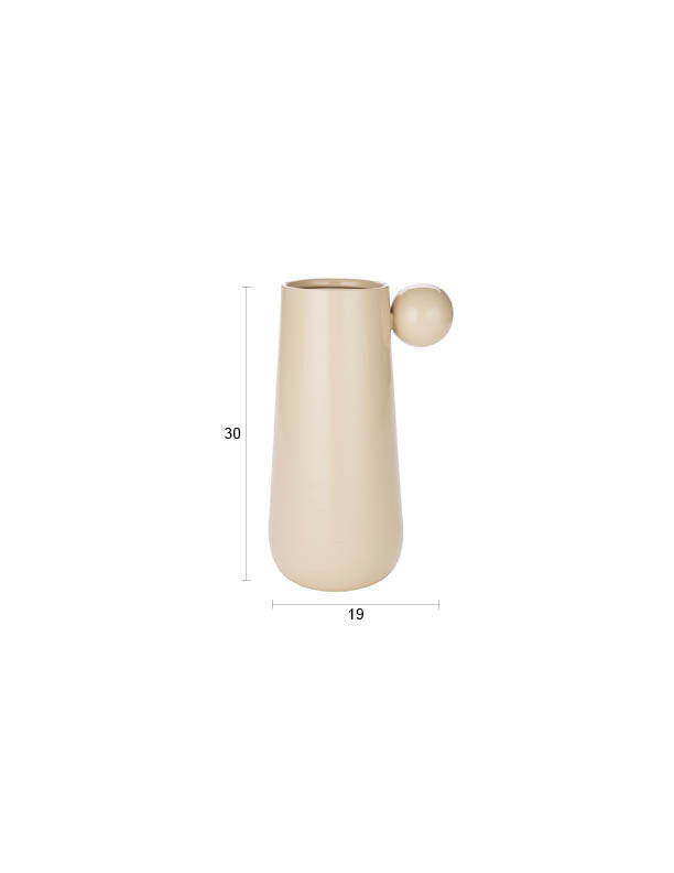Metallvase Dot von Dutchbone mit glänzender Oberfläche, runder Form und kleiner Kugel oben