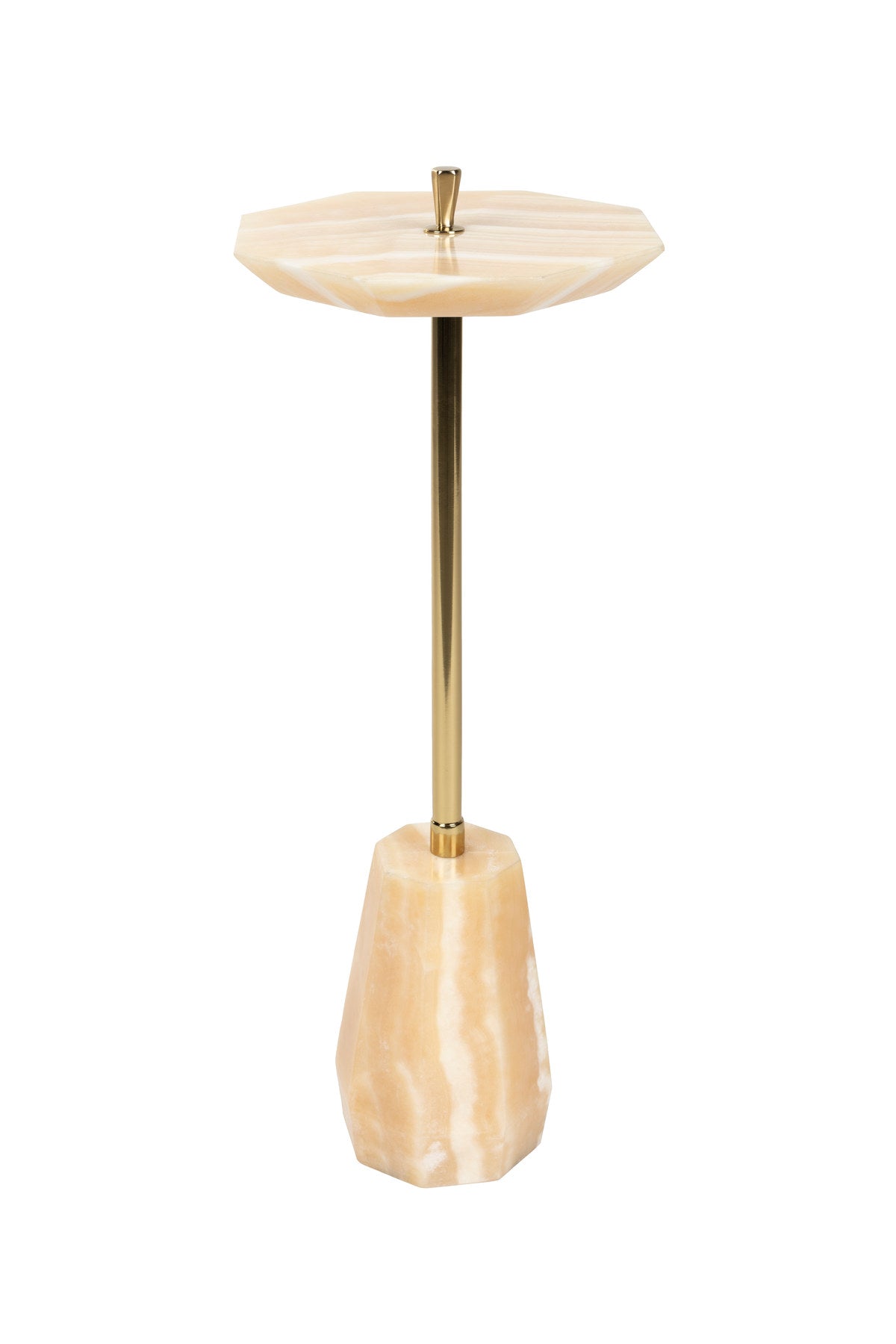 Beistelltisch Onno von Dutchbone mit beiger Onyx-Platte und Messingbein