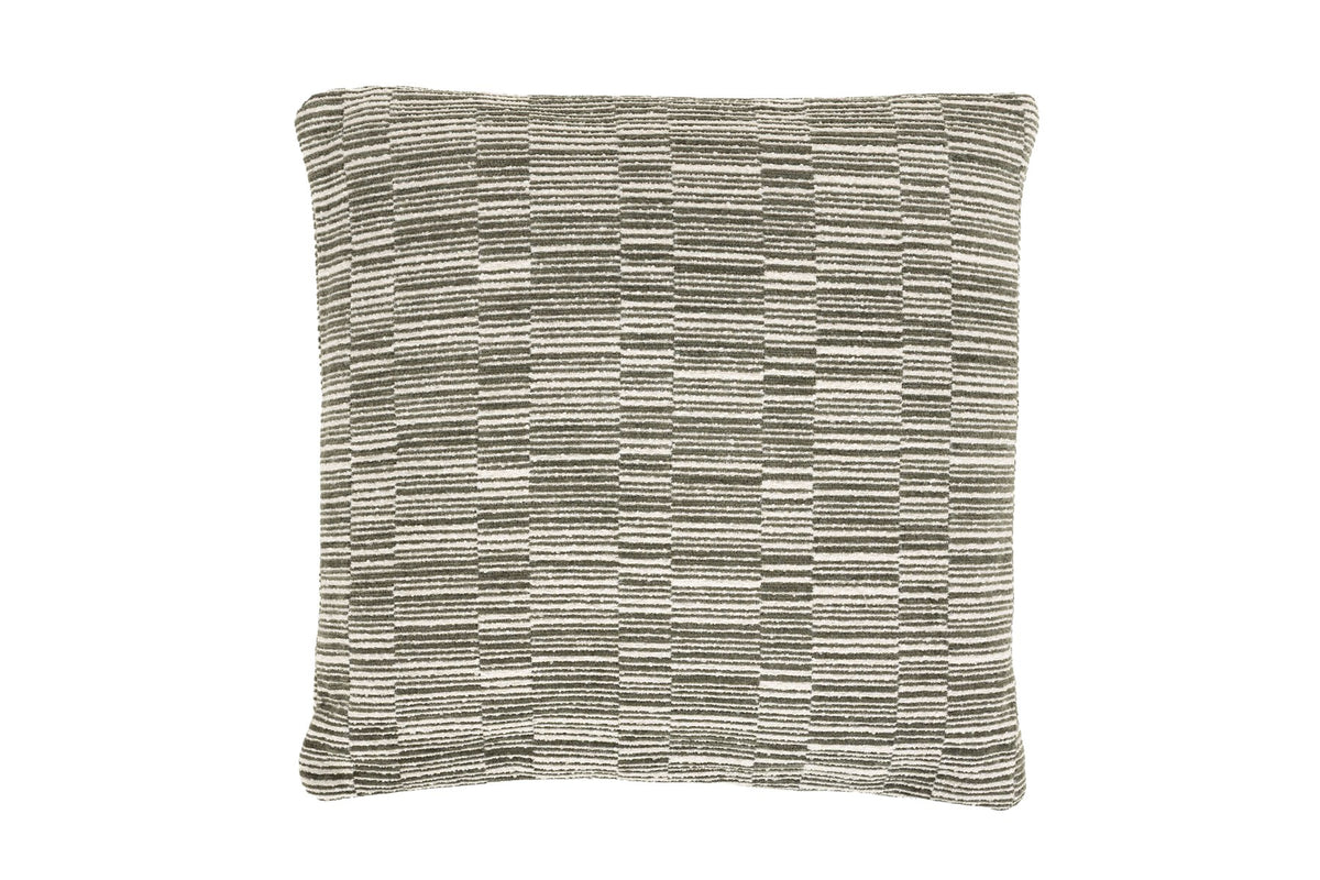 Grünes Dekokissen Cushion Hudson von Dutchbone mit grafischem Streifenmuster, gepolstert, Bezug aus Nylon und Polyester, quadratische Form