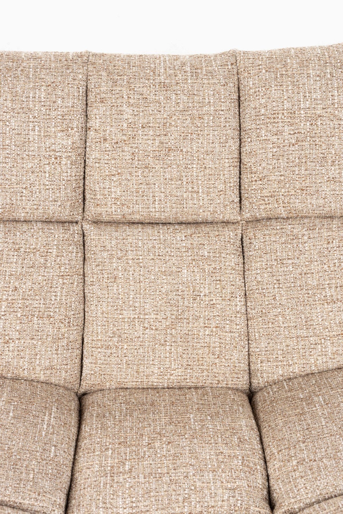 Beige gepolsterter Barstuhl mit Armlehne von Dutchbone, runde Form, Polyester-Sitzfläche und drehbares Stahlgestell im Bar-Design.