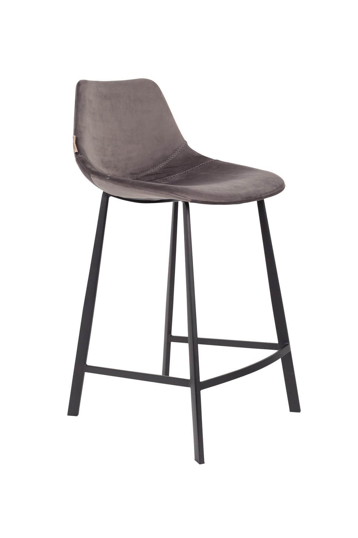 Barstuhl Franky Velvet in Grau präsentiert im Onlineshop von KAQTU Design AG. Barstuhl ist von Dutchbone