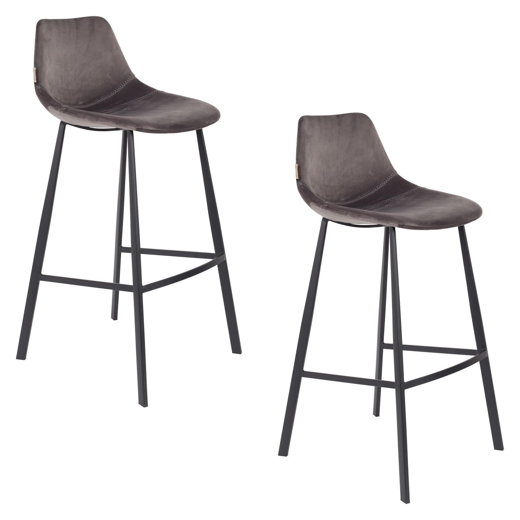 Barstuhl Franky Velvet in Grau präsentiert im Onlineshop von KAQTU Design AG. Barstuhl ist von Dutchbone