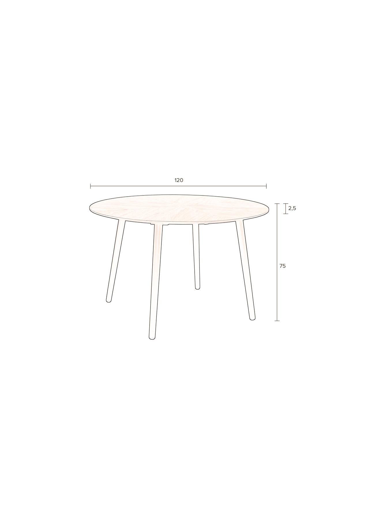 Tisch Clover 120' in Braun präsentiert im Onlineshop von KAQTU Design AG. Esstisch ist von Dutchbone