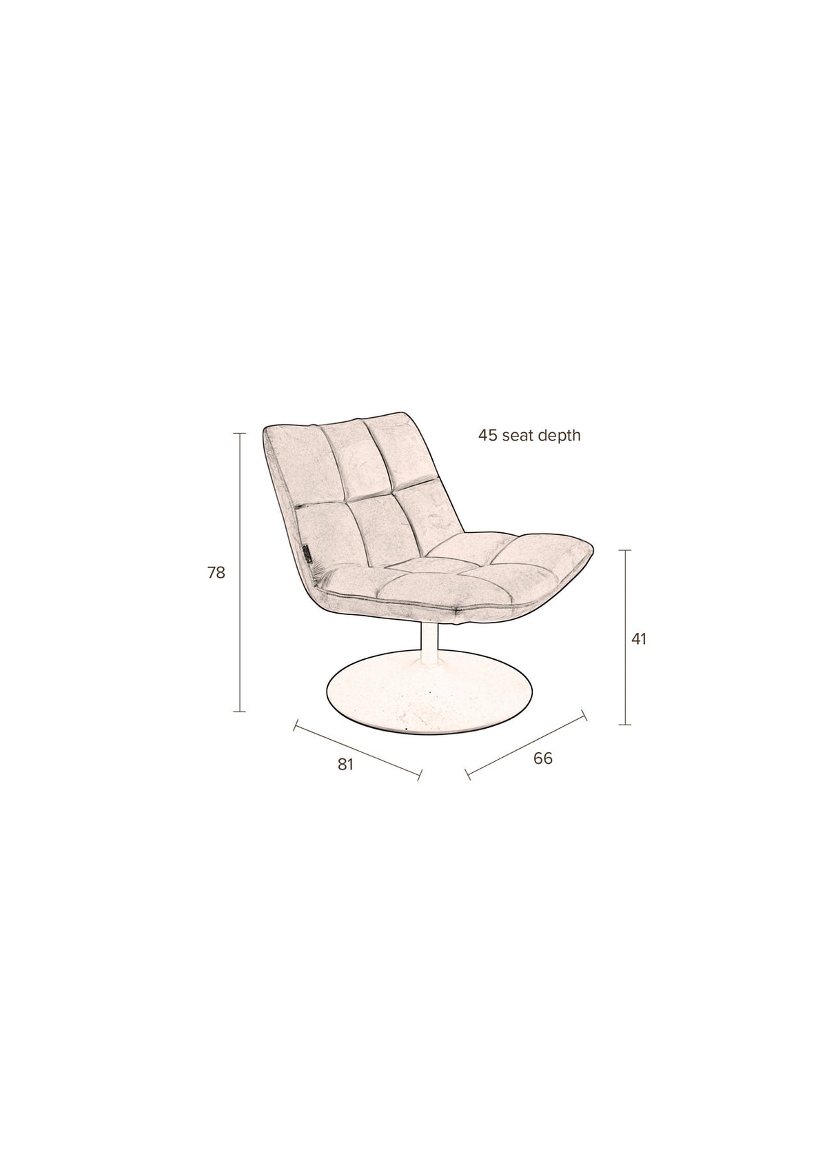 Loungesessel Bar in Braun präsentiert im Onlineshop von KAQTU Design AG. Sessel ist von Dutchbone