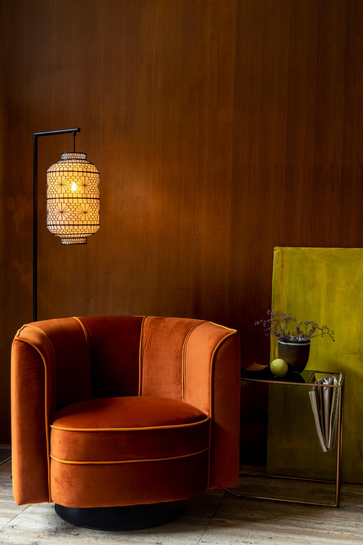 Loungesessel Flower in Orange präsentiert im Onlineshop von KAQTU Design AG. Sessel ist von Dutchbone