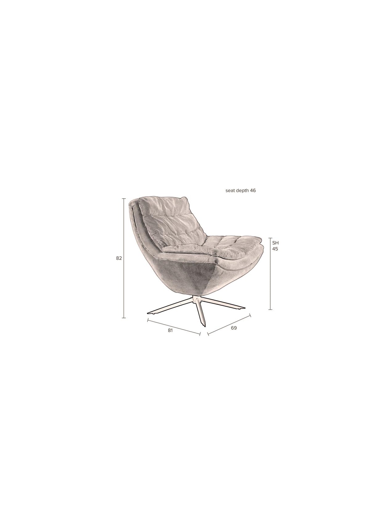 Loungesessel Vince in Beige präsentiert im Onlineshop von KAQTU Design AG. Sessel ist von Dutchbone