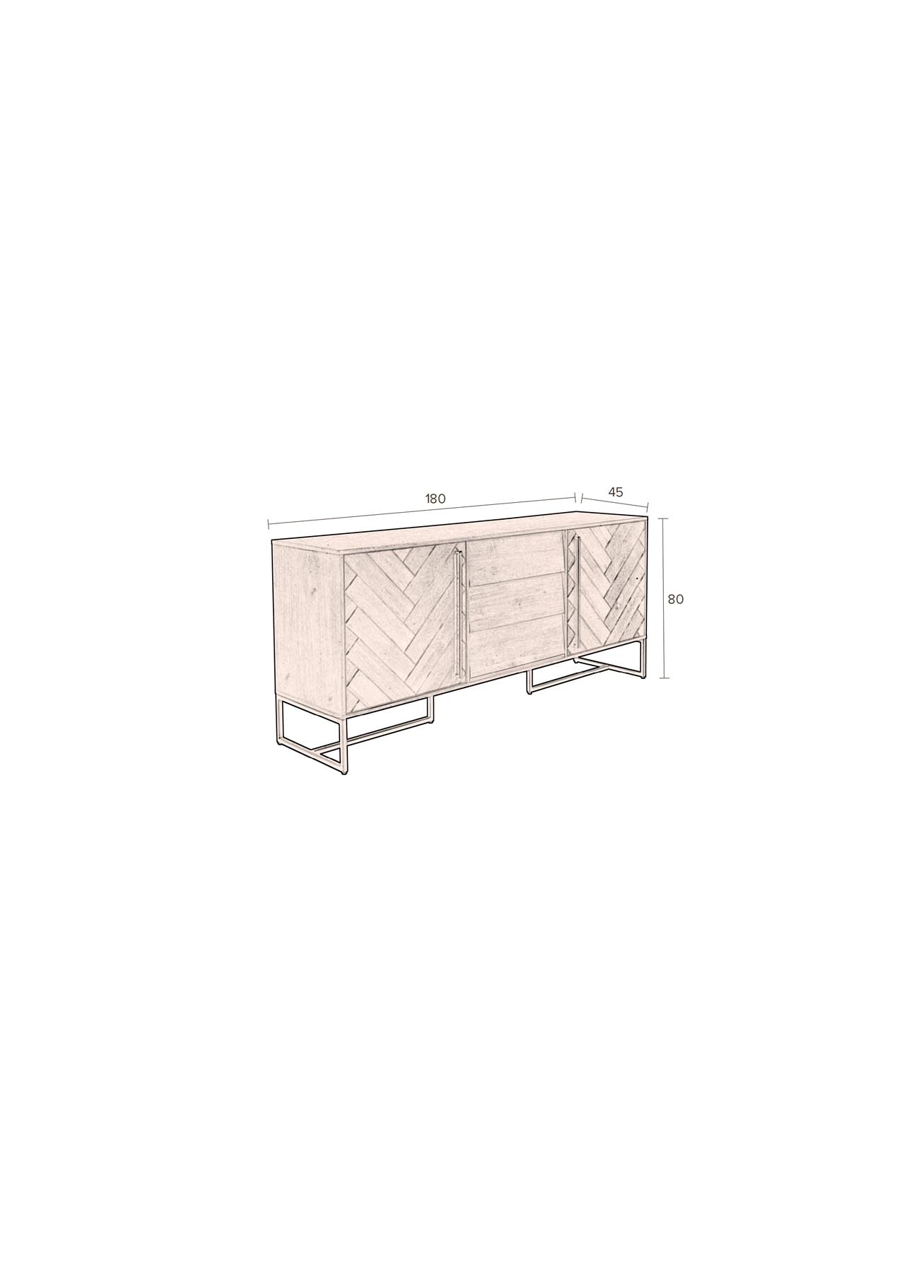 Sideboard Class High in Braun/Messing präsentiert im Onlineshop von KAQTU Design AG. Sideboard ist von Dutchbone