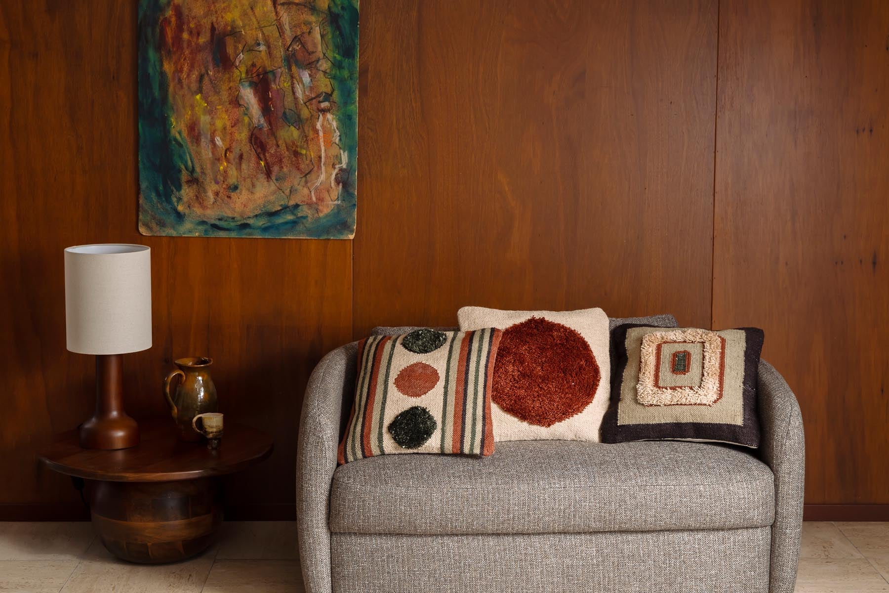 Kissen Haydon Stripe 45x45 in Beige präsentiert im Onlineshop von KAQTU Design AG. Deko Kissen ist von Dutchbone