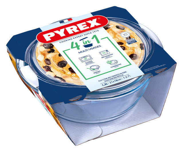 PYREX Kasserolle mit Deckel rund 1.3 l in Transparent präsentiert im Onlineshop von KAQTU Design AG. Kochtopf ist von PYREX