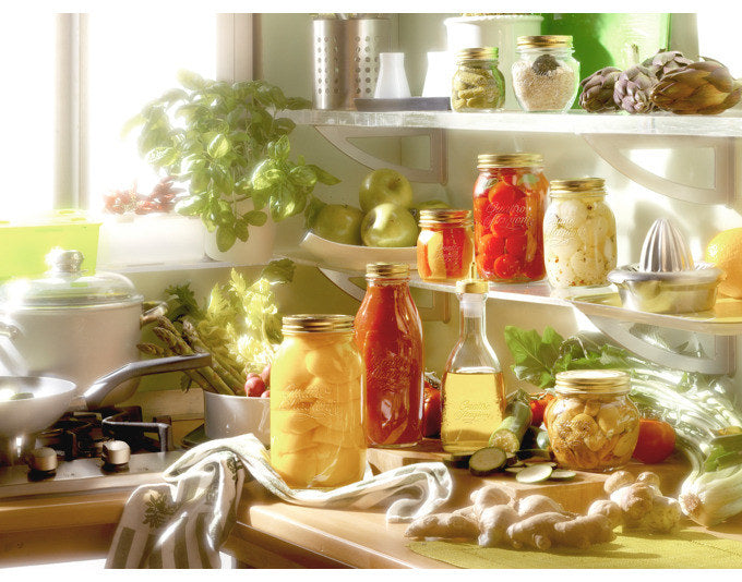 EINKOCHWELT Konservenglas Quattro Stagioni 500 ml in Transparent, Gold präsentiert im Onlineshop von KAQTU Design AG. Einmachgläser ist von EINKOCHWELT