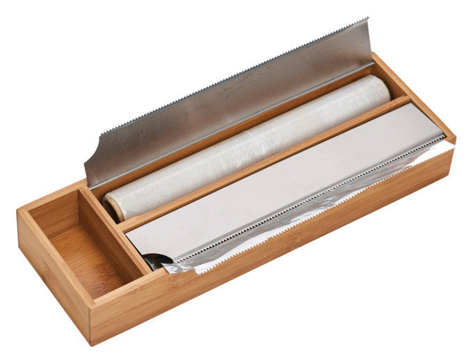 ZELLER Folienhalter Bamboo Inox 39.5x13x5.4 cm in Natur, Braun präsentiert im Onlineshop von KAQTU Design AG. Papierrollenhalter ist von ZELLER PRESENT