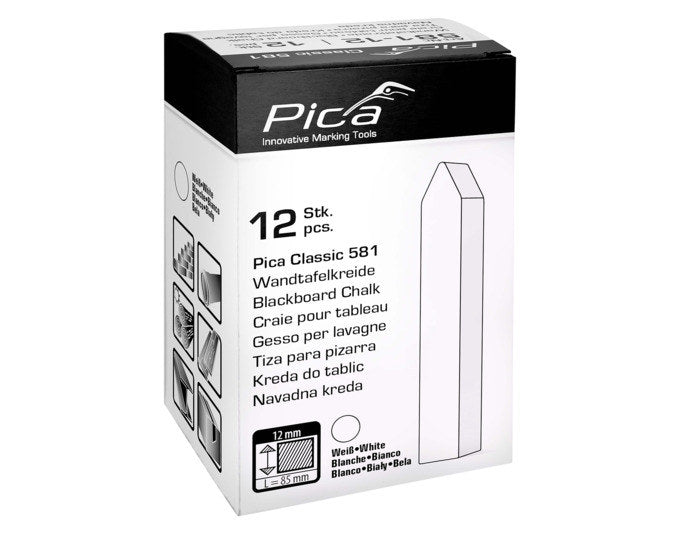 PICA Wandtafelkreide Classic 581 weiss 12 Stück in Weiss präsentiert im Onlineshop von KAQTU Design AG. Büromaterial ist von PICA