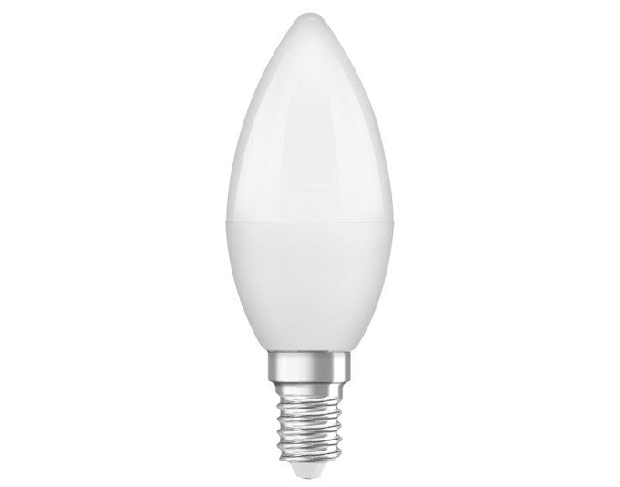 OSRAM LED-Lampe Star Classic B E14 5.5W 470lm frosted Warm White in Matt, Weiss, RAL 9001 präsentiert im Onlineshop von KAQTU Design AG. Leuchtmittel ist von OSRAM