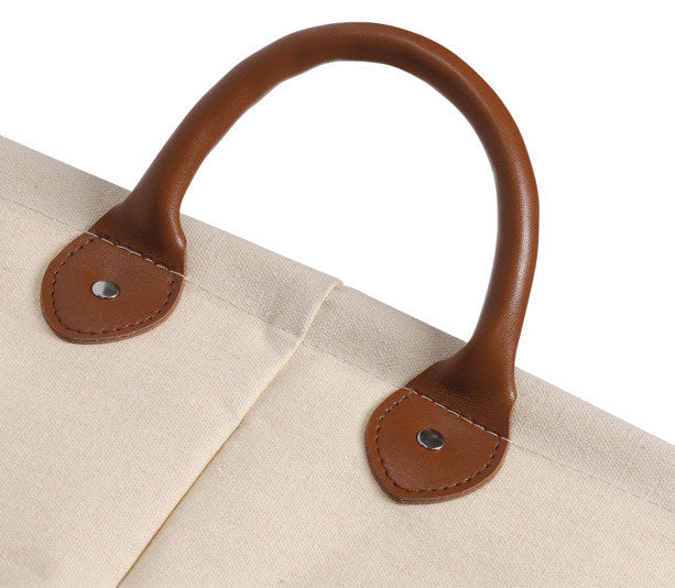 ZELLER PRESENT Wäschesammler Canvas beige 33x55x48 cm in Beige, Braun präsentiert im Onlineshop von KAQTU Design AG. Wäschekorb ist von ZELLER PRESENT