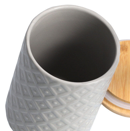 ZELLER PRESENT Vorratsdose mit Bambusdeckel grau Steingut 770 ml in Grau, Natur, Braun präsentiert im Onlineshop von KAQTU Design AG. Vorratsbehälter ist von ZELLER PRESENT