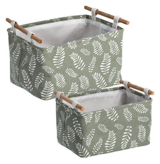 ZELLER Aufbewahrungskorb Leaves 30.5x21x18 cm in Grün, Beige, Braun präsentiert im Onlineshop von KAQTU Design AG. Aufbewahrungskisten ist von ZELLER PRESENT