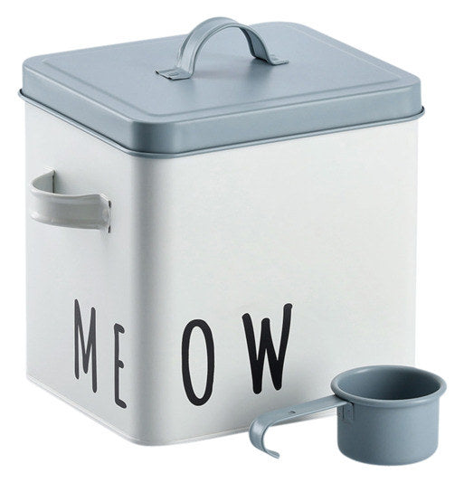 ZELLER Vorratsdose mit Löffel Meow in Weiss, Hellblau, Blau präsentiert im Onlineshop von KAQTU Design AG. Vorratsbehälter ist von ZELLER PRESENT