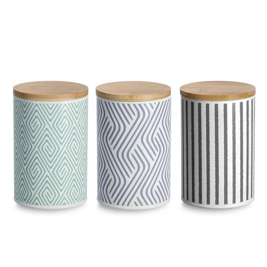 ZELLER Vorratsdose mit Bambusdeckel weiss lila 1 l in Weiss, Lila, Violett präsentiert im Onlineshop von KAQTU Design AG. Vorratsbehälter ist von ZELLER PRESENT