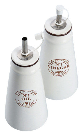 ZELLER Essig- Ölflaschen-Set 260 ml in Weiss, Dekoriert präsentiert im Onlineshop von KAQTU Design AG. Öl & Essig ist von ZELLER PRESENT