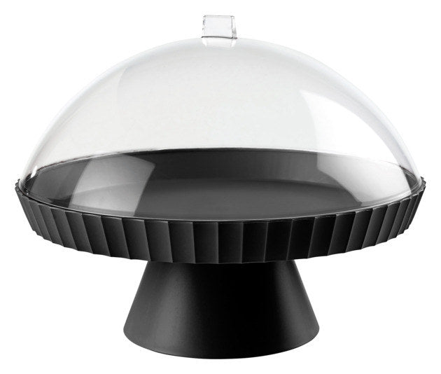 BLIM PLUS Schale auf Fuss Agora  mit Haube und Kuchenheber carbon black ø 30 cm in Carbon black, Schwarz präsentiert im Onlineshop von KAQTU Design AG. Schale ist von BLIMPLUS
