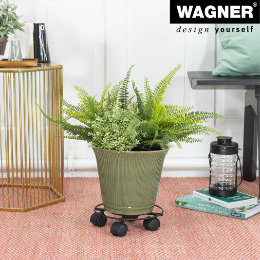 WAGNER Rolluntersetzer ø 230 mm Stahl schwarz matt GH0942 in Matt schwarz präsentiert im Onlineshop von KAQTU Design AG. Pflanzenroller ist von WAGNER